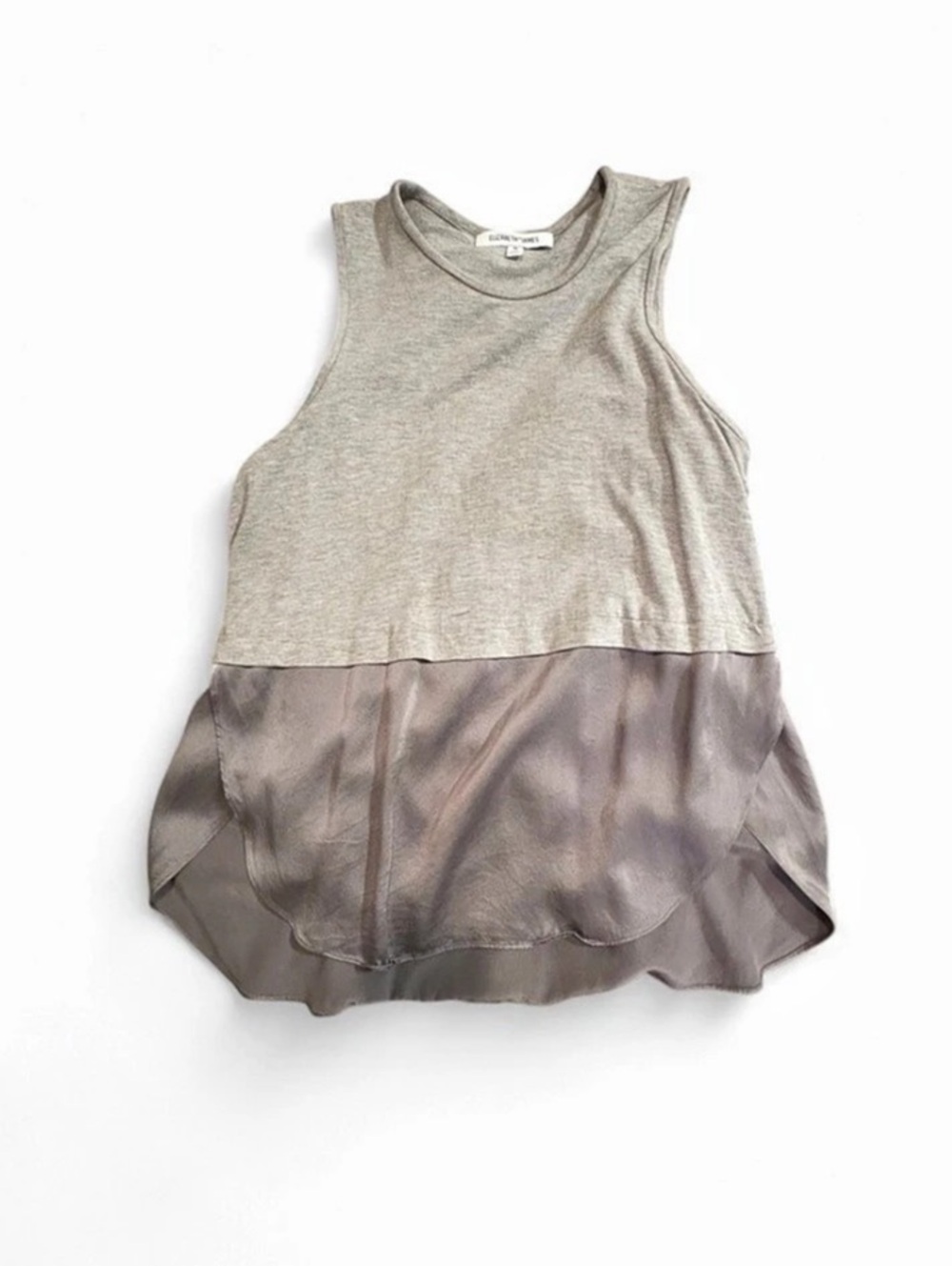Elizabeth and James Layered Silk-Blend Tank in Gray Size Medium